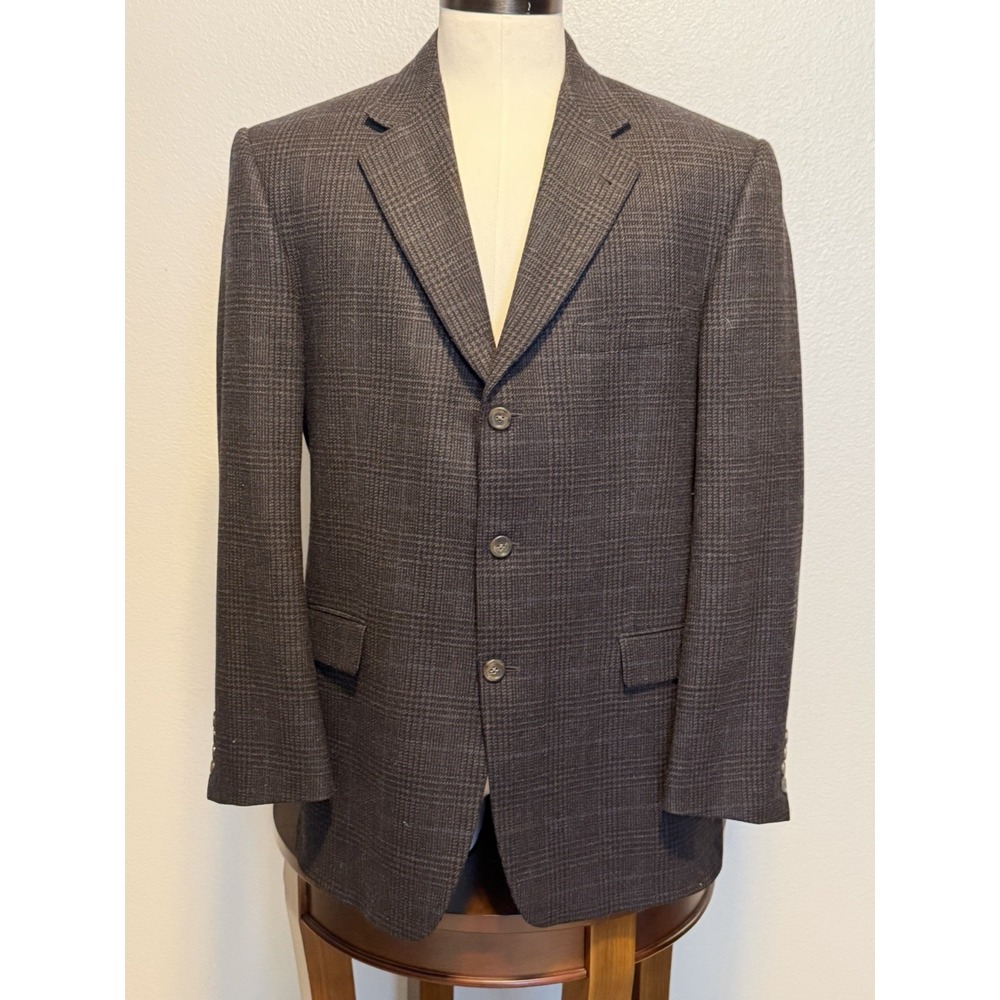 BURBERRY London Blazer Mens 43R Brown Check Wool Kensington Sport Coat Jacket
